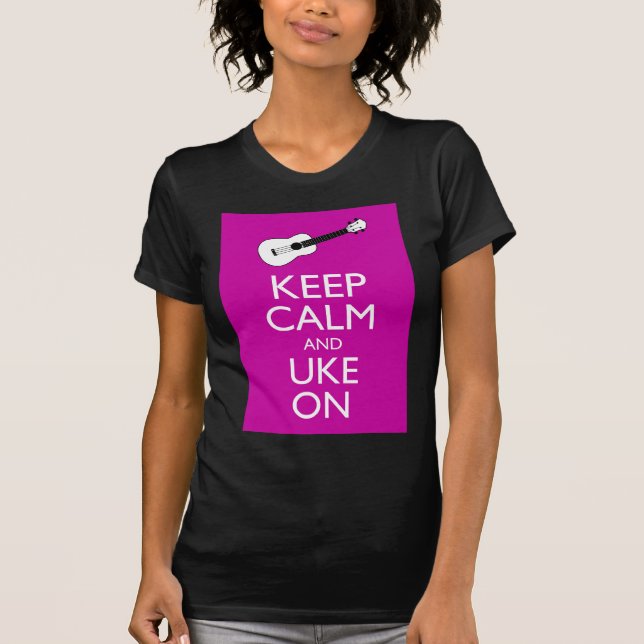 Camiseta Guarde la calma y Uke en (Fuschia) (Anverso)
