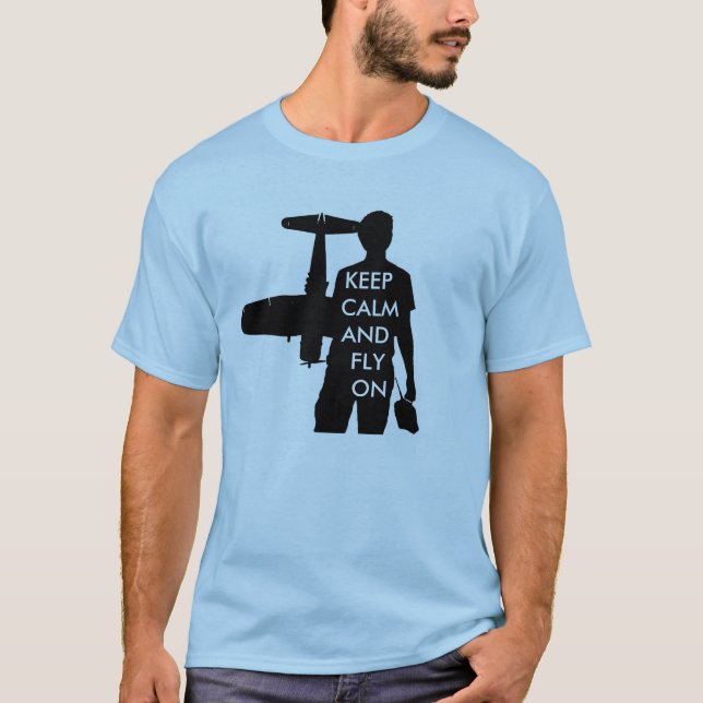 Camiseta Guarde la calma y vuele encendido (Anverso)