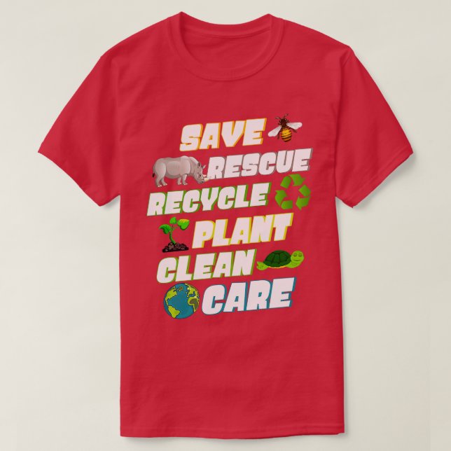 Camiseta Guarde Rescate Reciclar Planta Cuidado Limpio Día  (Diseño del anverso)