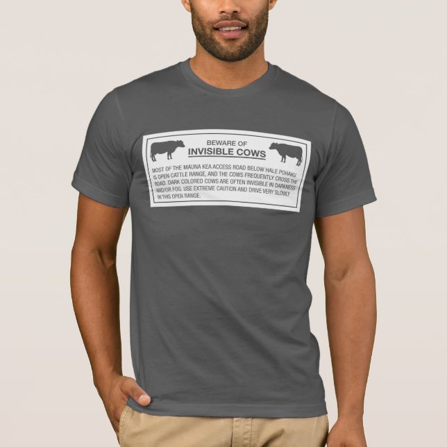 Camiseta Guárdese de las vacas invisibles, Rótulo, Hawaii, (Anverso)
