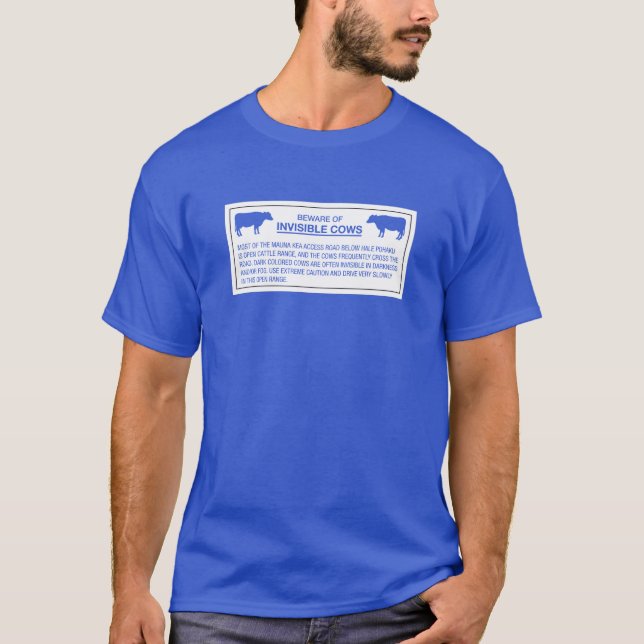 Camiseta Guárdese de las vacas invisibles, Rótulo, Hawaii, (Anverso)