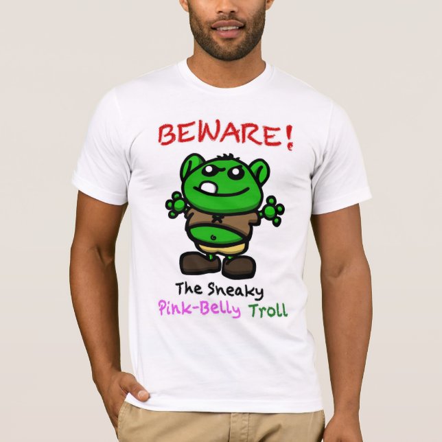 Camiseta ¡Guárdese!  El duende disimulado del Rosado-Belly (Anverso)