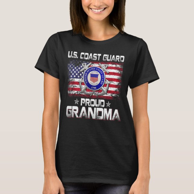 Camiseta Guardia Costera De EEUU Orgullosa Abuela Con Bande (Anverso)