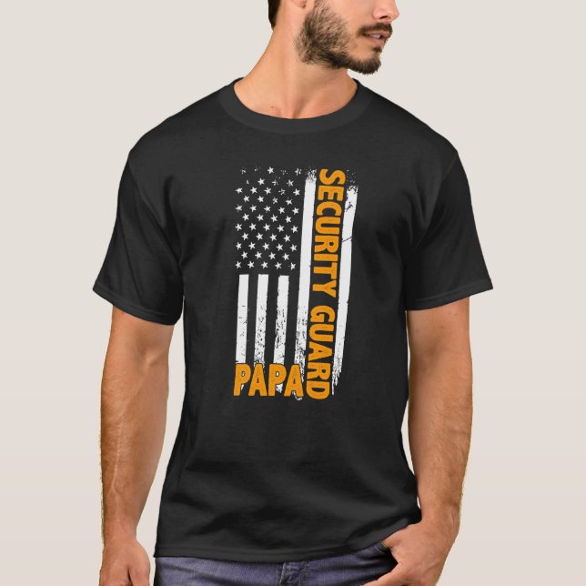 Camiseta Guardia de Seguridad Papa American Flag Día del Pa (Anverso)