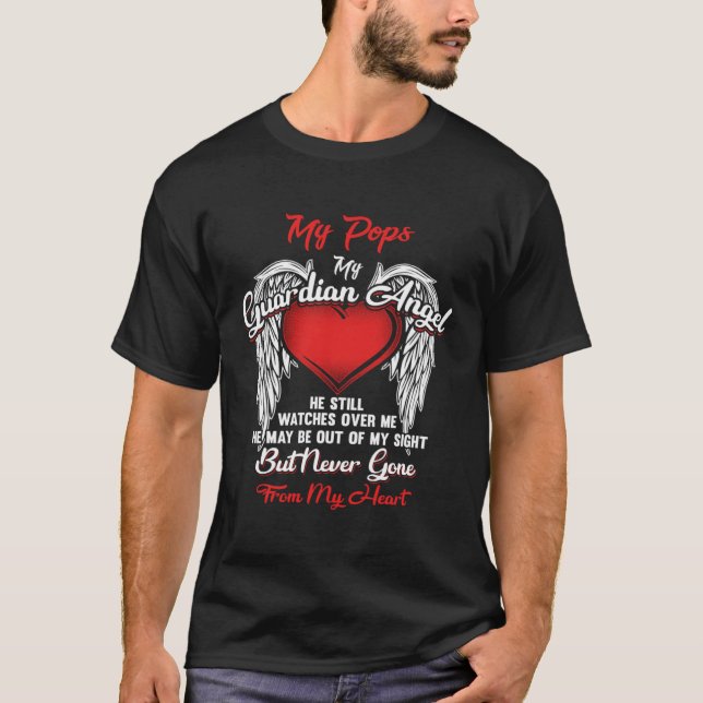 Camiseta Guardian Angel My Pops Christmas He Watches Over M (Anverso)