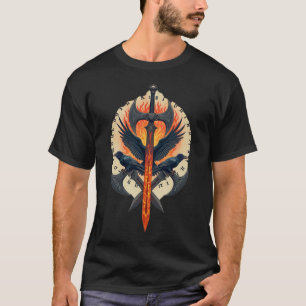 Camiseta Guardián del Cuervo Ígneo: Emblema de Espada Vikin