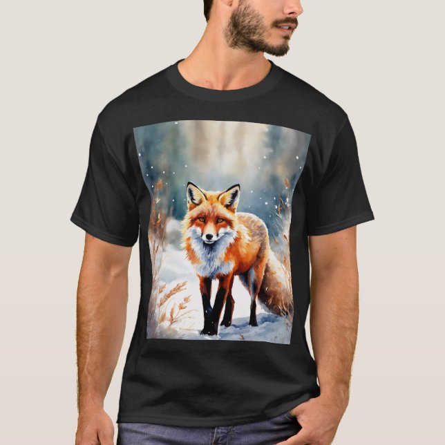 Camiseta Guardian del invierno: Fox en la nieve (Anverso)
