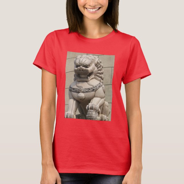 Camiseta Guardianes chinos de león Foo Dog 石 獅 (Anverso)