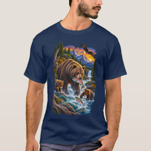 Camiseta Guardianes del Río - Familia de osos grizzly vinta