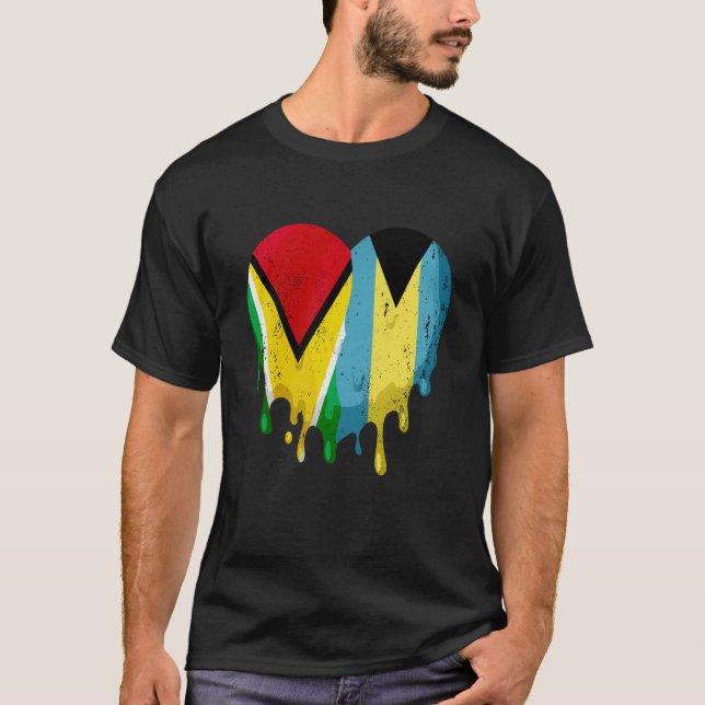 Camiseta Guatemala Bahamas Flag Heart Citizen Grown Patriot (Anverso)