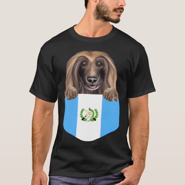 Camiseta Guatemala Flag Afghan Hound Dog In Pocket (Anverso)
