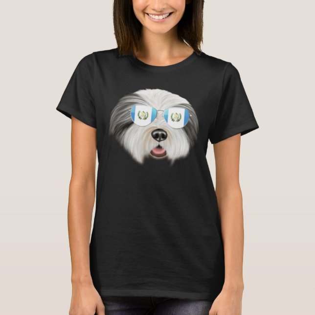 Camiseta Guatemala Flag Bearded Collie Dog Guatemala Pocket (Anverso)