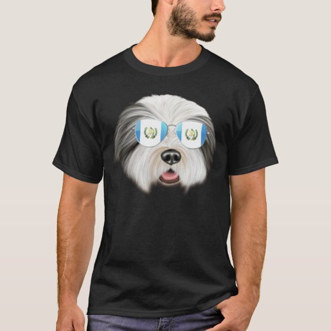 Camiseta Guatemala Flag Bearded Collie Dog Guatemala Pocket (Anverso)