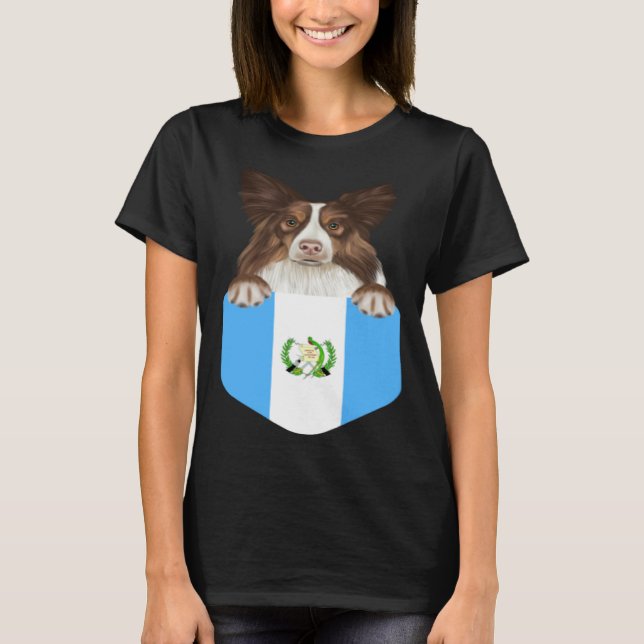 Camiseta Guatemala Flag Collie Dog In Pocket (Anverso)