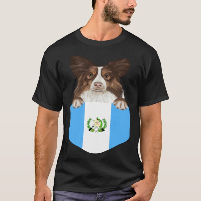 Camiseta Guatemala Flag Collie Dog In Pocket (Anverso)