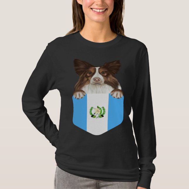 Camiseta Guatemala Flag Collie Dog In Pocket (Anverso)