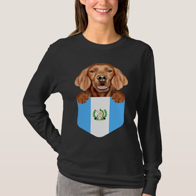Camiseta Guatemala Flag Irish Setter Dog In Pocket (Anverso)