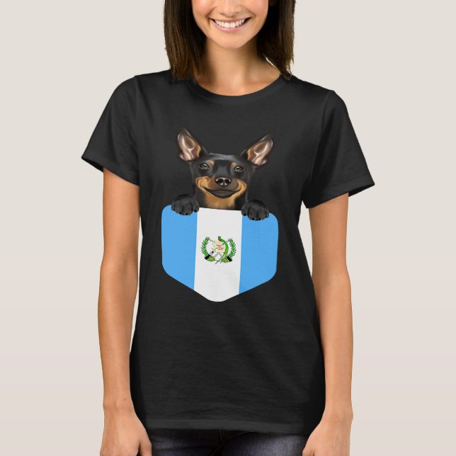Camiseta Guatemala Flag Miniature Pinscher Dog In Pocket (Anverso)
