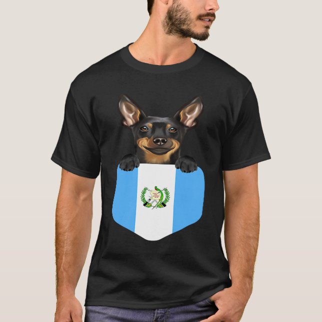 Camiseta Guatemala Flag Miniature Pinscher Dog In Pocket (Anverso)