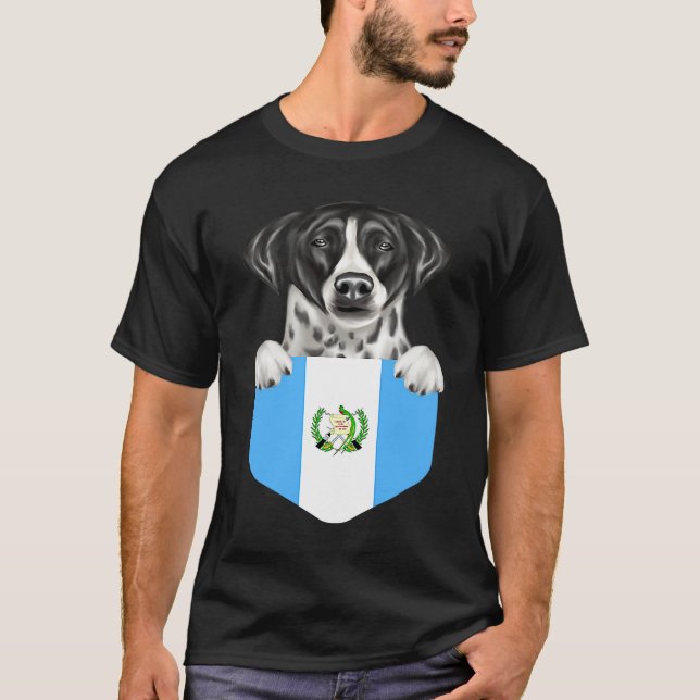 Camiseta Guatemala Flag Pointer Dog In Pocket (Anverso)