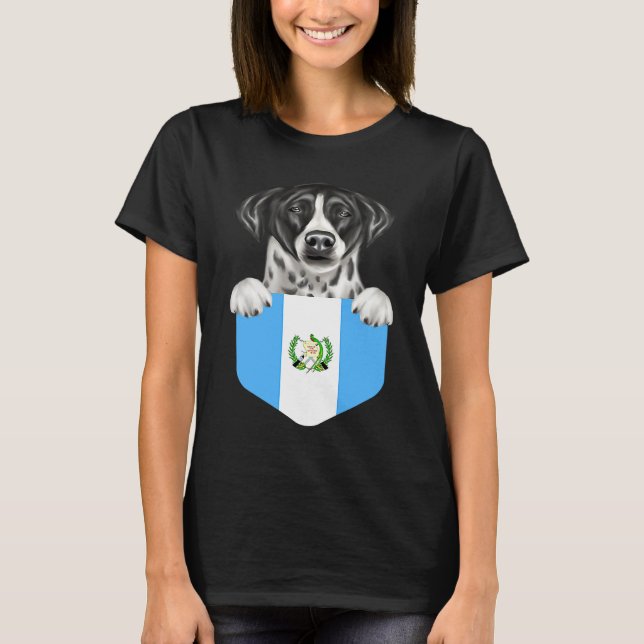 Camiseta Guatemala Flag Pointer Dog In Pocket (Anverso)