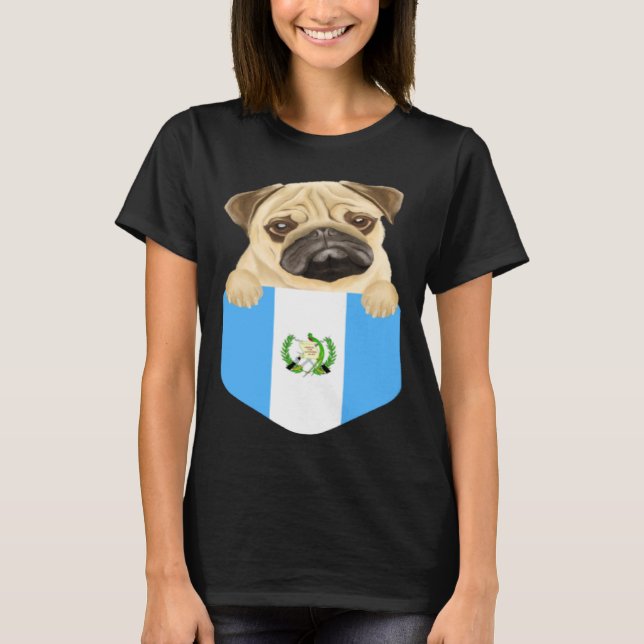Camiseta Guatemala Flag Pug Dog In Pocket (Anverso)