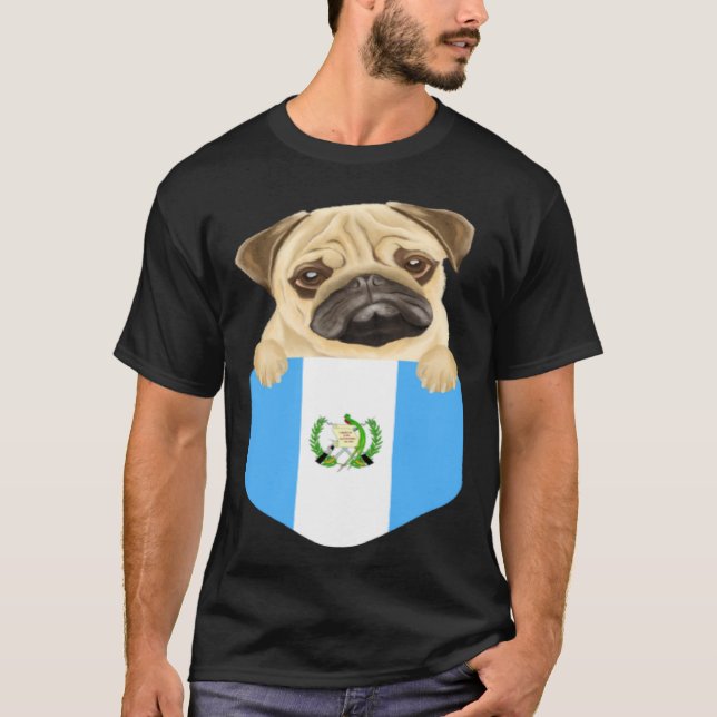 Camiseta Guatemala Flag Pug Dog In Pocket (Anverso)