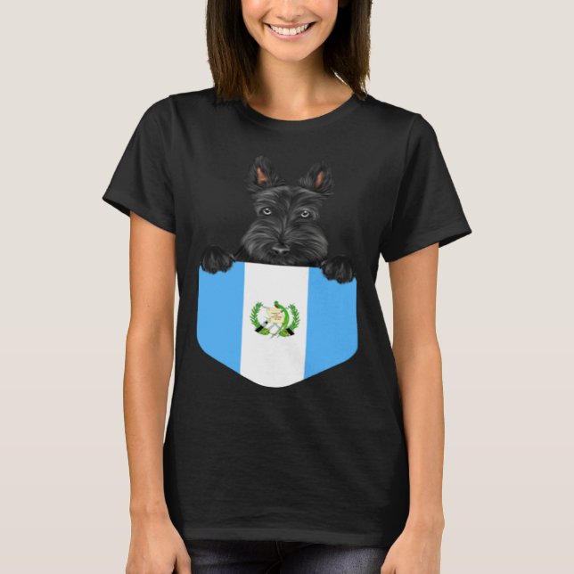 Camiseta Guatemala Flag Scottish Terrier Dog In Pocket (Anverso)