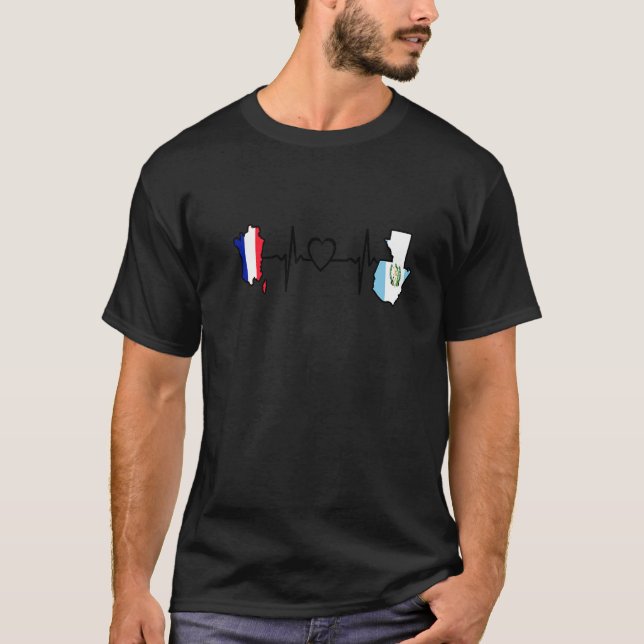 Camiseta Guatemala France Flag Guatemalan French Heartbeat (Anverso)