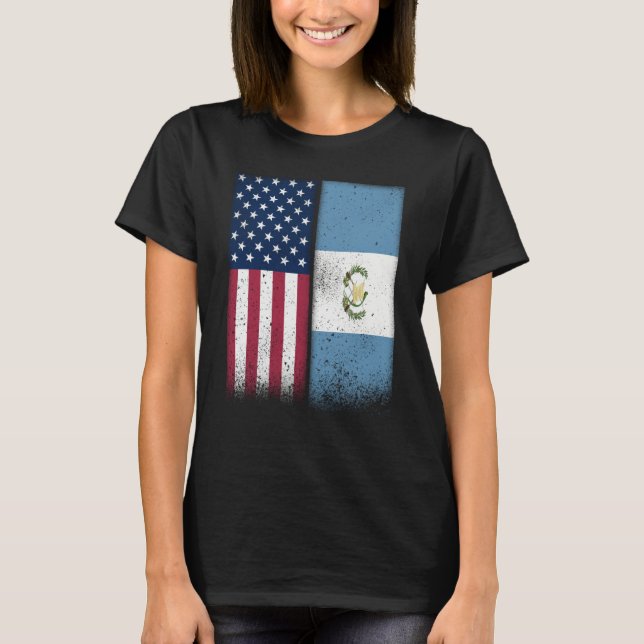 Camiseta Guatemala Guatemalan American Flags Proud USA (Anverso)