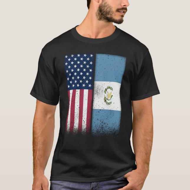 Camiseta Guatemala Guatemalan American Flags Proud USA (Anverso)