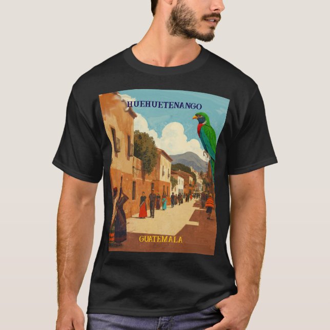 Camiseta GUATEMALA, HUEHUETENANGO Retro poster (Anverso)