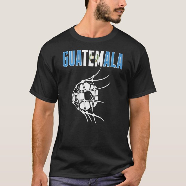 Camiseta Guatemala: Pelota De Fútbol En Red De Apoyo A La F (Anverso)