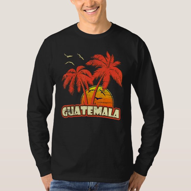 Camiseta Guatemala Verano Árboles de palmera 80's Beach Sun (Anverso)