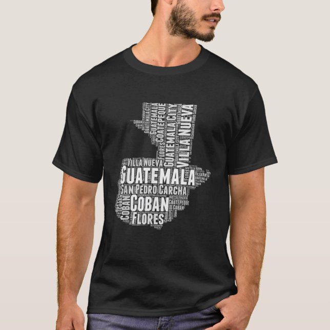 Camiseta Guatemala Word Cloud Art Country Map Hombres Mujer (Anverso)