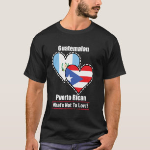 Camiseta Guatemalteco Puertorriqueño Corazón Banderas Qué N