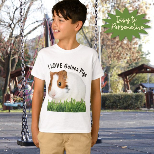 Camiseta Guau, me encanta Guinea Cerdos Personalizado Blanc (A sweet gift idea for the back to school or any special occasion.)