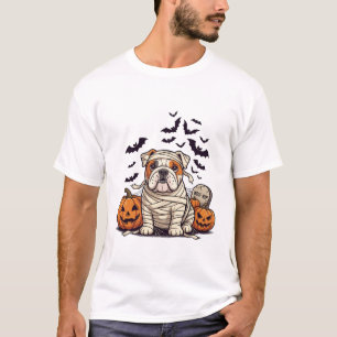 Camiseta Guau Rip Momia Bulldog Calabazas Murciélagos Lápid