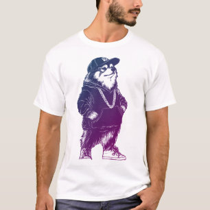 Camiseta Guay Alaskan Malamute Rapper HIP HOP con Gorra