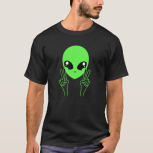 Camiseta Guay Alien Buddy Peace Sign Funny Alien Ufos