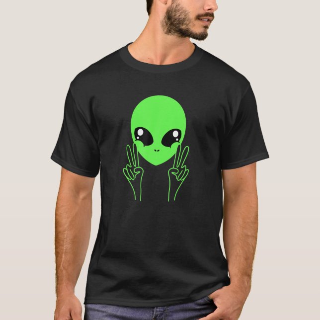 Camiseta Guay Alien Buddy Peace Sign Funny Alien Ufos (Anverso)
