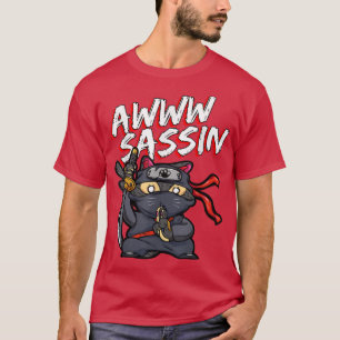 Camiseta Guay AwwwSassin Samurai Cat Funny Ninja Cat Manga 
