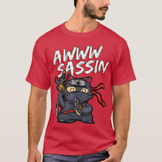 Camiseta Guay AwwwSassin Samurai Cat Funny Ninja Cat Manga 