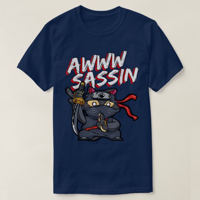 Camiseta Guay AwwwSassin Samurai Cat Funny Ninja Cat Manga (Diseño del anverso)