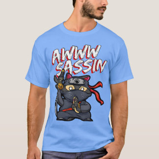 Camiseta Guay AwwwSassin Samurai Cat Funny Ninja Cat Manga