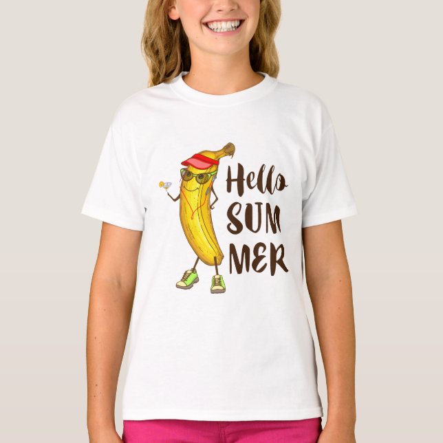 Camiseta Guay Banana Hello Summer Funny Fruta Tropical (Anverso)