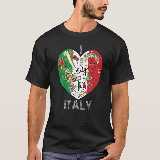Camiseta Guay Bandera italiana Mapa Corazón Italia Gráfico  (Anverso)
