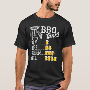 Camiseta Guay BBQ Timer Raw Rare Medio Bien Funny Beer.