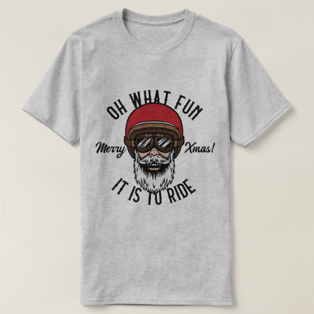 Camiseta Guay Biker Oh Qué Diversión Es Pasar Feliz Navidad (Diseño del anverso)