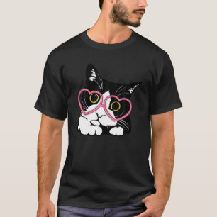 Camiseta Guay Black Cat Gatito Gatito Gafas de Corazón Rojo